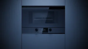 מיקרוגל קומפקטי עם 6 פונקציות וגריל גובה נישה 38 ס"מ ודלת על צירים בצד שמאל