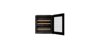 מקרר יין מובנה אקלים עם 2 אזורי טמפרטורה לעד 30 בקבוקים ופתיחת דלת בלחיצה